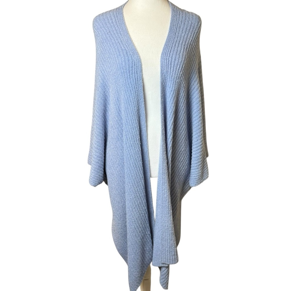 Chico's Cozy Wrap Sweater Blue L/XL Soft Warm Winter Cool Weather Snow Stretch